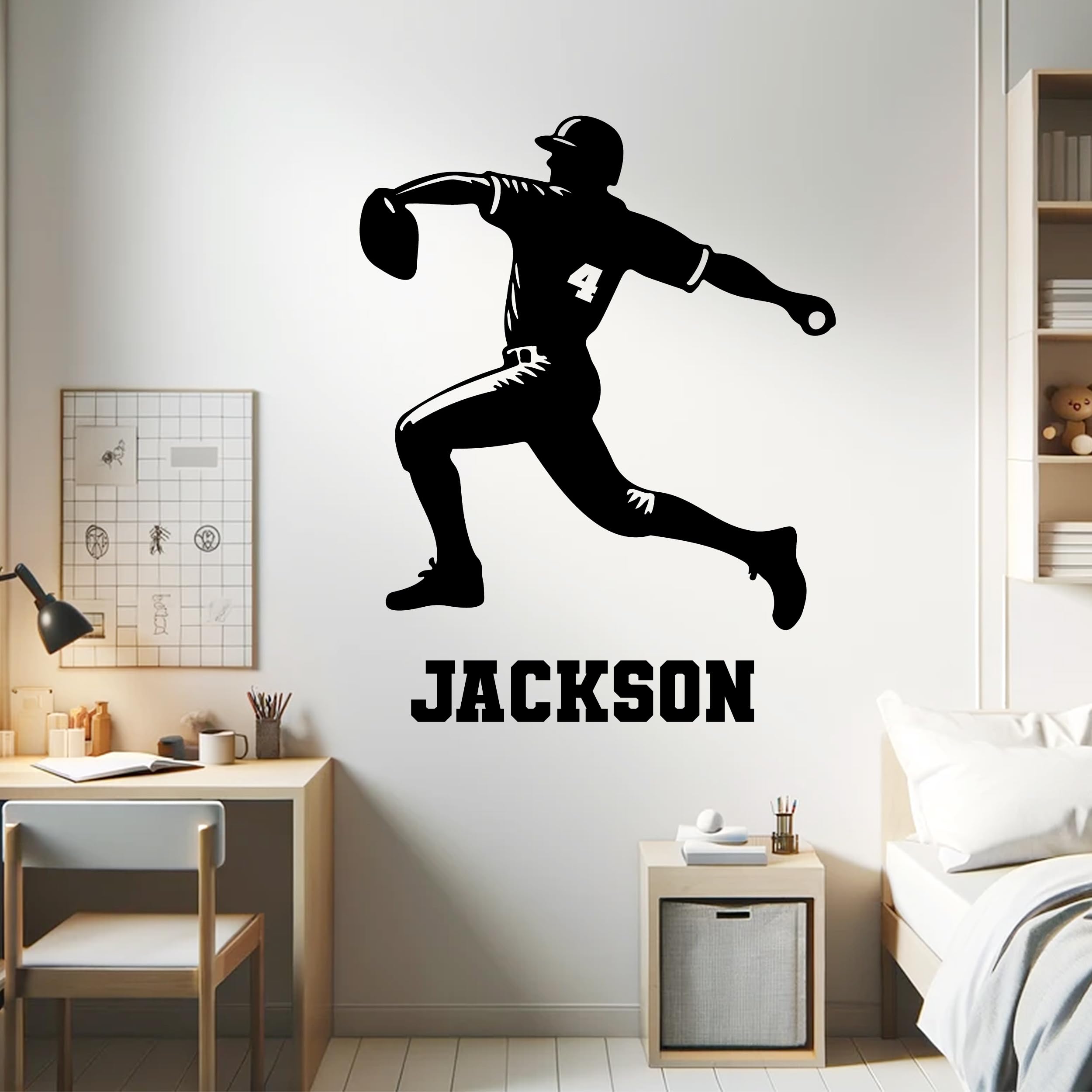 Custom Baseball Wall Stickers - Personalized Decals for Boys Room - Sports Murals and Customized Baseball Designs - Personalized Baseball Wall Decal