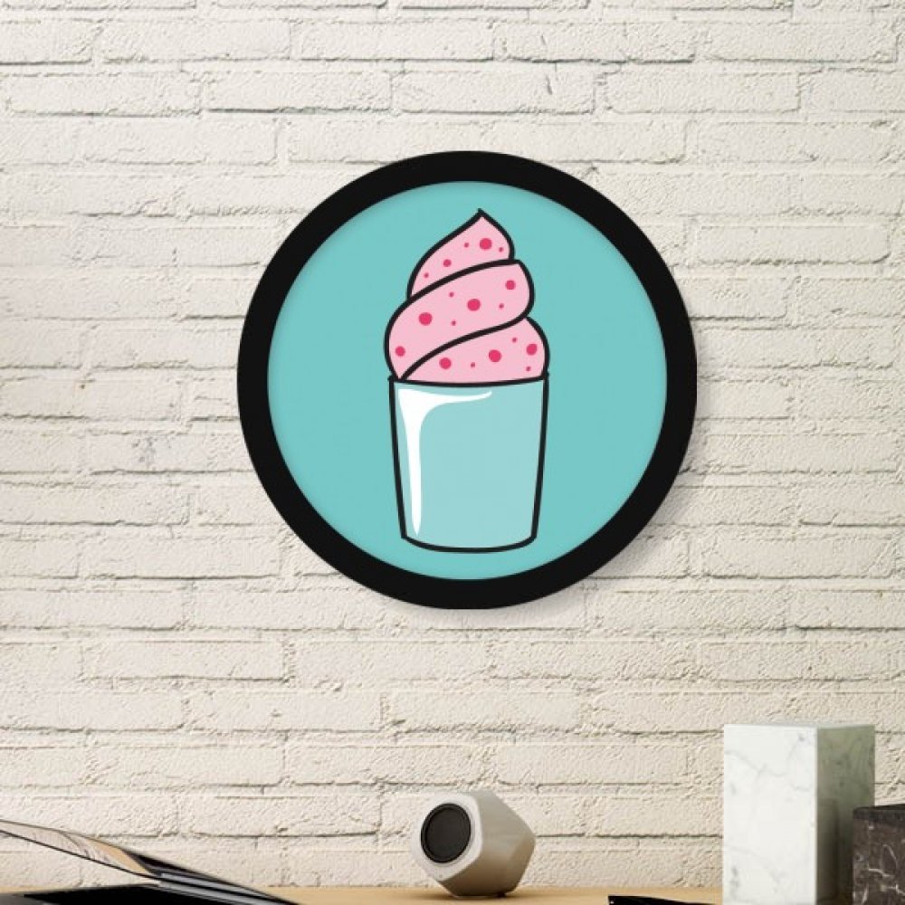 Cadre photo bois rond noir pour mur avec affiche art peinture de glace rose salon