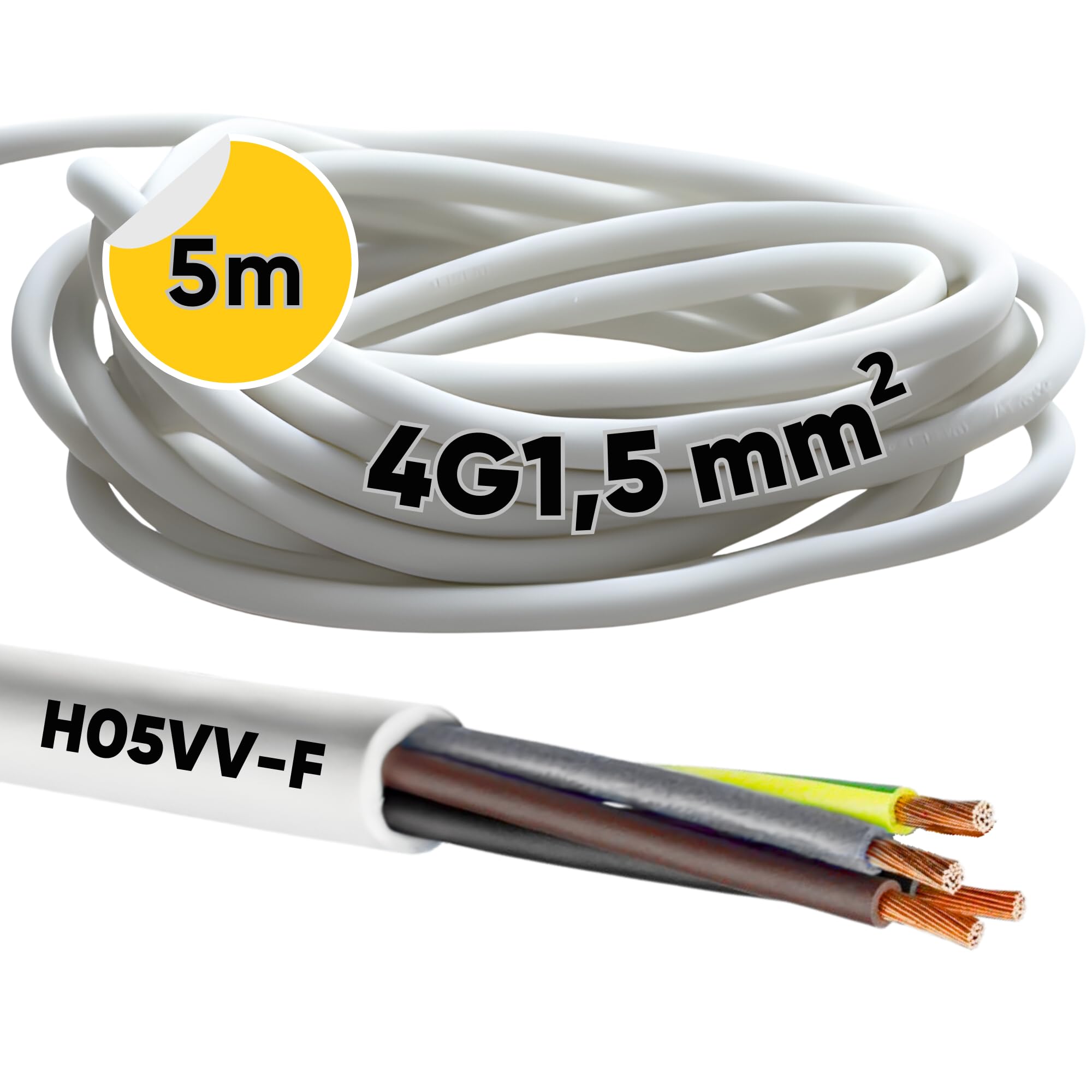 5 Meter Kalitec H07RN-F 3x4 mm² Gummileitung mit Schutzleiter für