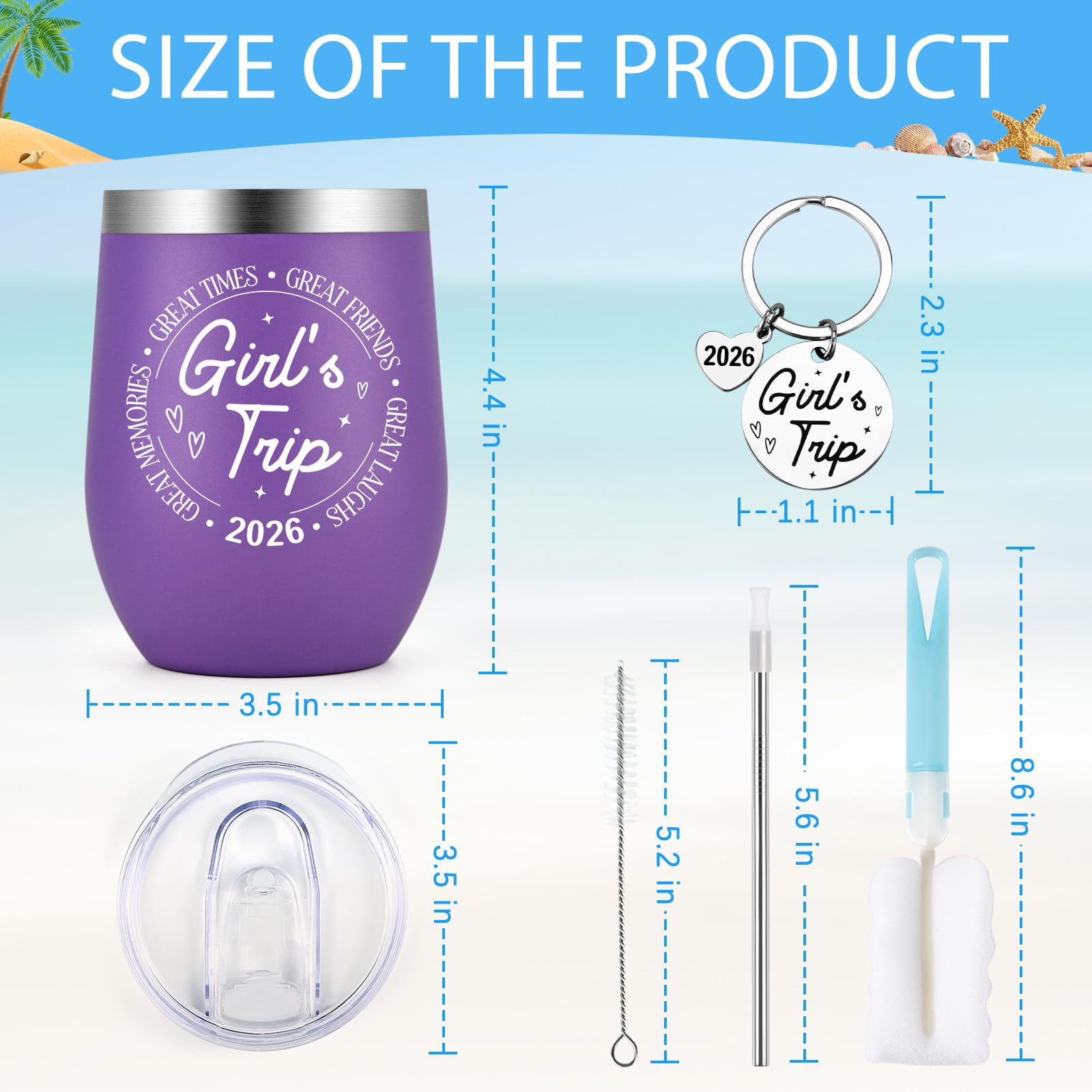 Gtmileo 6 Pcs Girls Trip Gifts, Girls Trip Gifts Favors Insulated Wine Tumbler, Trip Travel Weekend Vacation Bachelorette Party Camping Gifts (12 Oz-Multicolor)