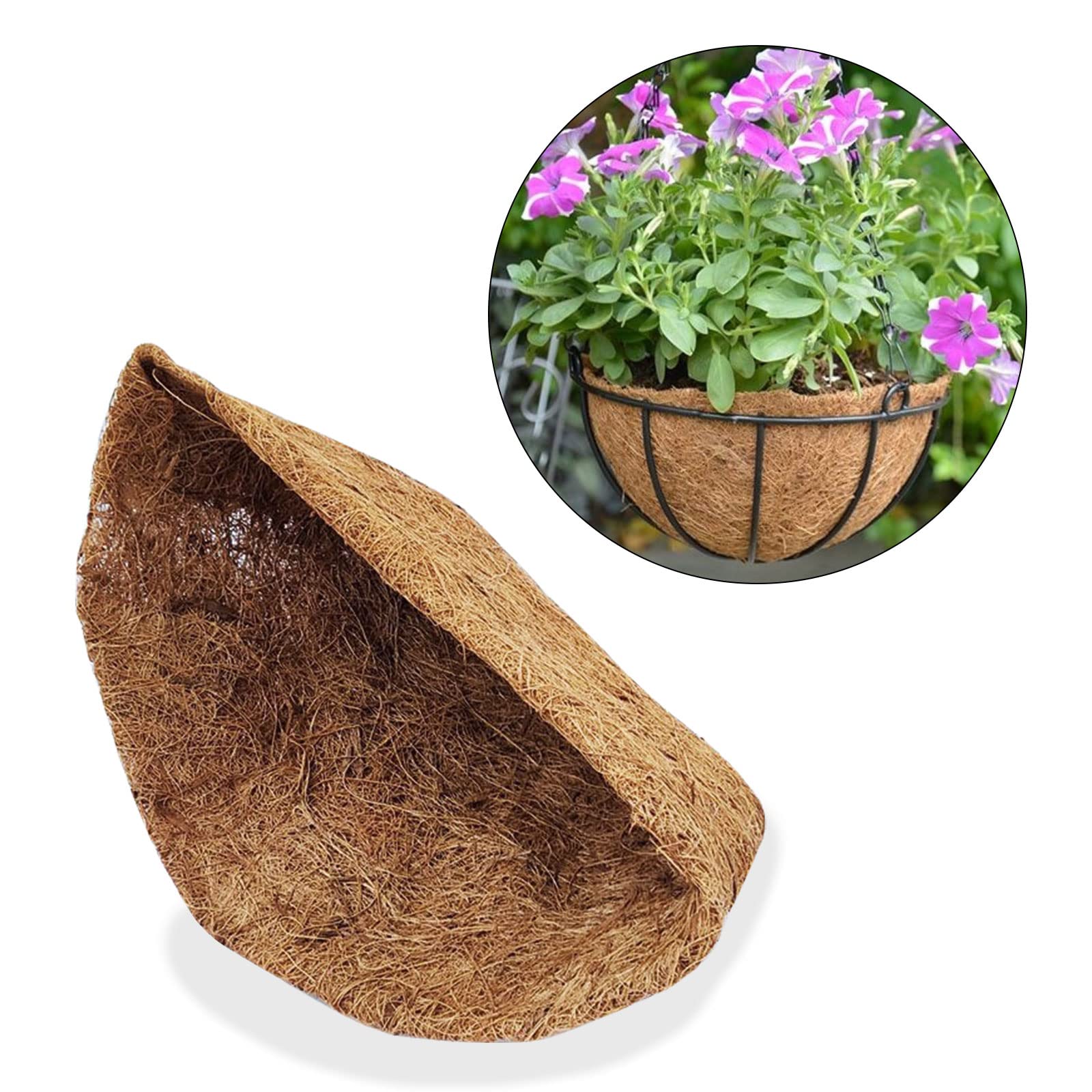 Lot De 3 Doublures Demi-rondes Pour Jardinière - Feutre De Coco, Anti-oiseaux