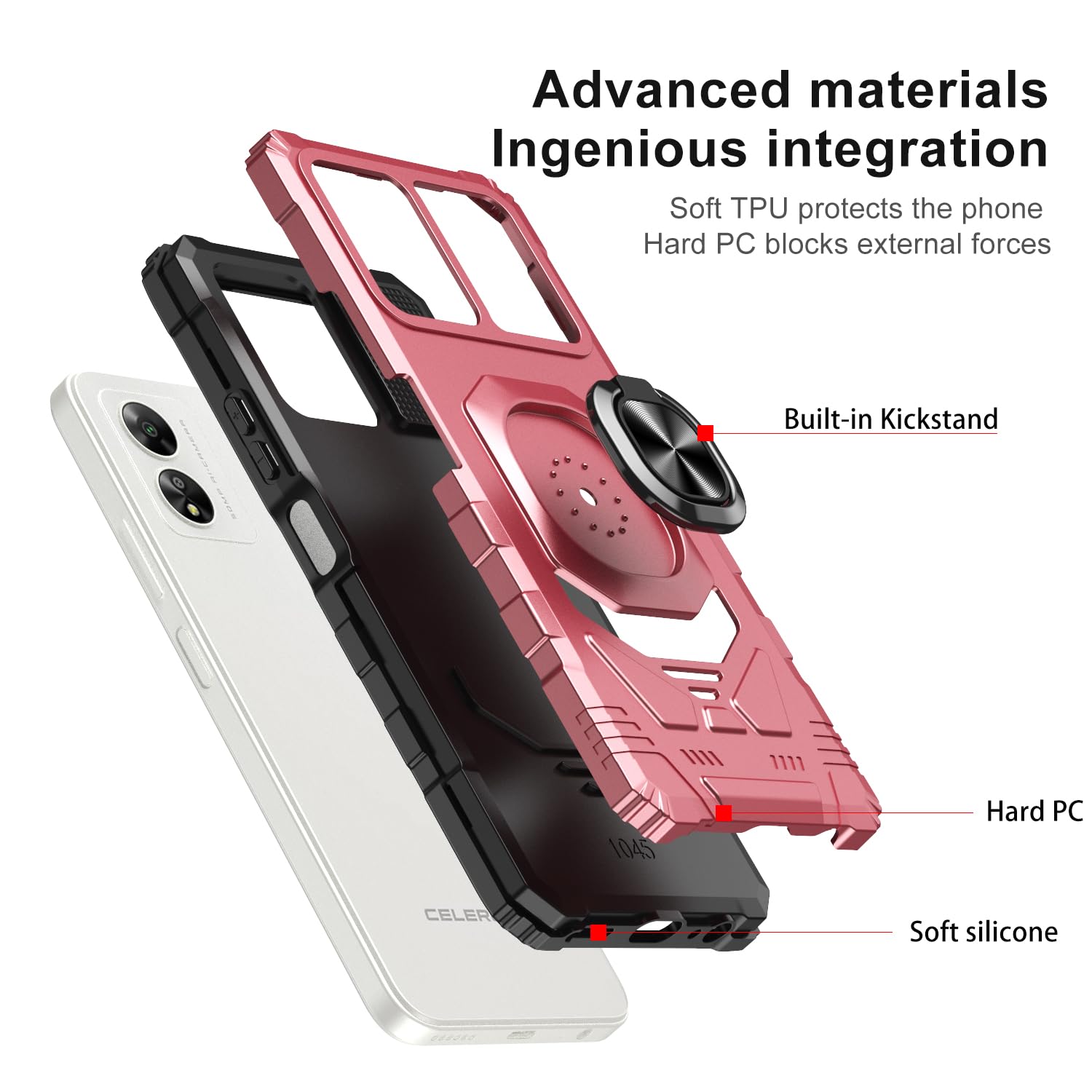 Amazon.com: Mocotto for Boost Celero 5G SC Phone Case (SC Version Only)  with Tempered Glass Screen Protector,Military Grade Heavy Duty Shockproof  Protective Cover,with Ring Kickstand (Rose Gold) : Cell Phones & Accessories