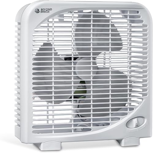 BEYOND BREEZE Ventilador de caja, ventilador de mesa de 9 pulgadas y 2 velocidades con fuerte flujo de aire, ventilador de mesa portátil para