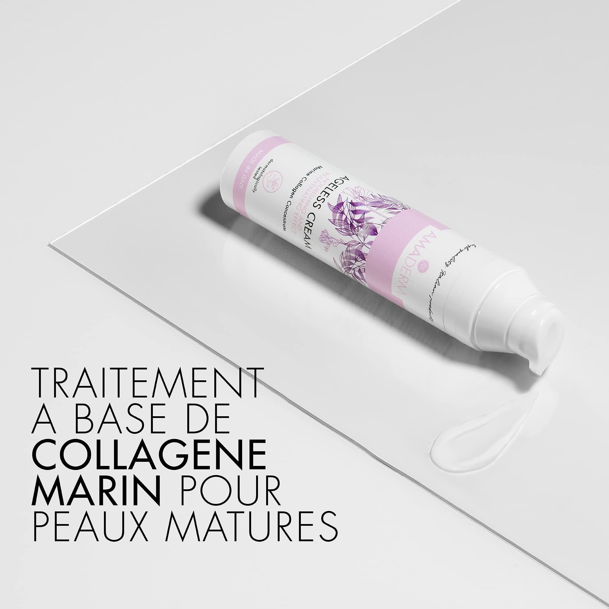 AMADERM Ageless Cream 100ml | Crème Visage Anti-Âge pour Femme de Plus de 35 Ans | MADE IN ITALY Collagène Marin avec Vitamine E et Peptides | SANS PHENOXYETHANOL