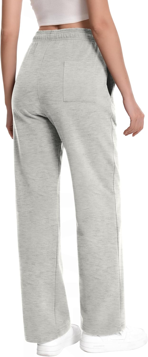 Auriviz Womens Straight Leg Sweatpants Comfy Interior Drawstring Sweat Pants High Waist Casual Track Pants with Pockets - Image 5