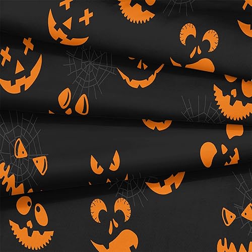 Miniatura 5 de Bedorm Juego de edredón de Halloween para niños, tamaño individual, juego de ropa de cama de fantasma negro para niños y niñas, calabaza naranja,