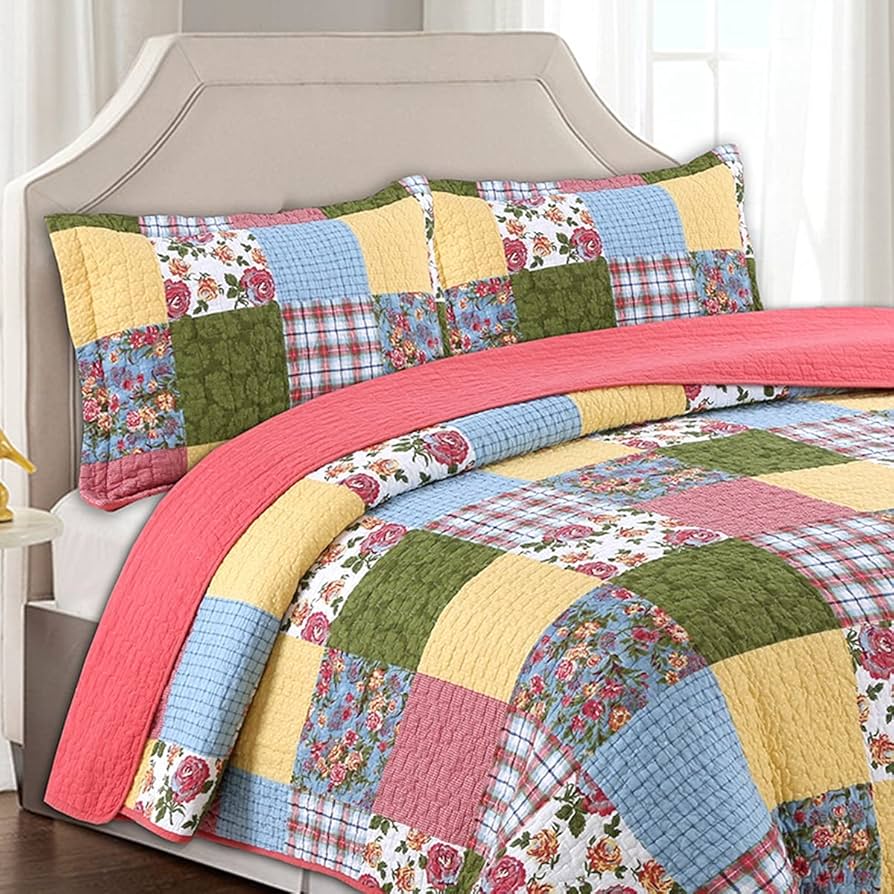 Amazon｜パッチワークキルトベッドスプレッド、コットン