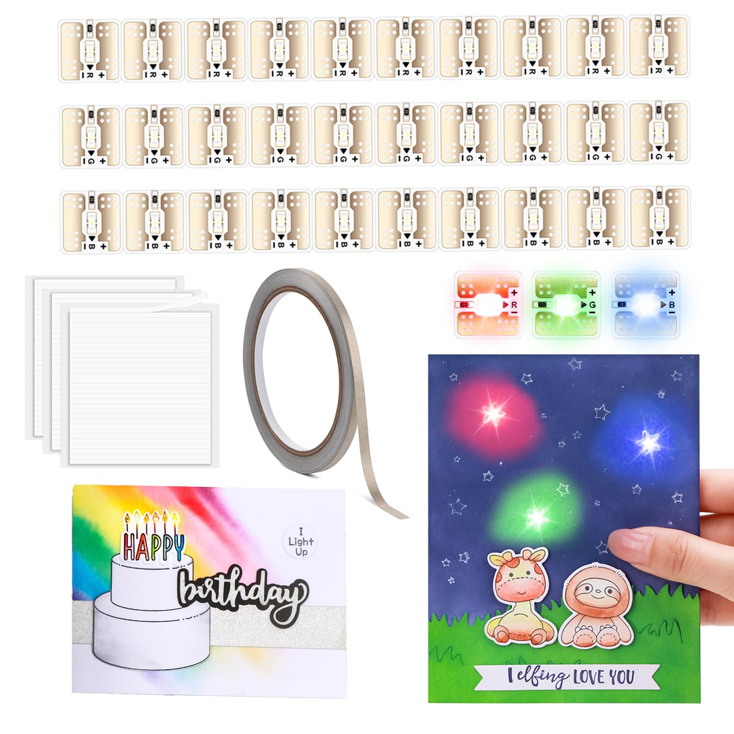 30 Pcs LED Circuit Stickers Light Craft Kit for Making Light-Up Cards Projects