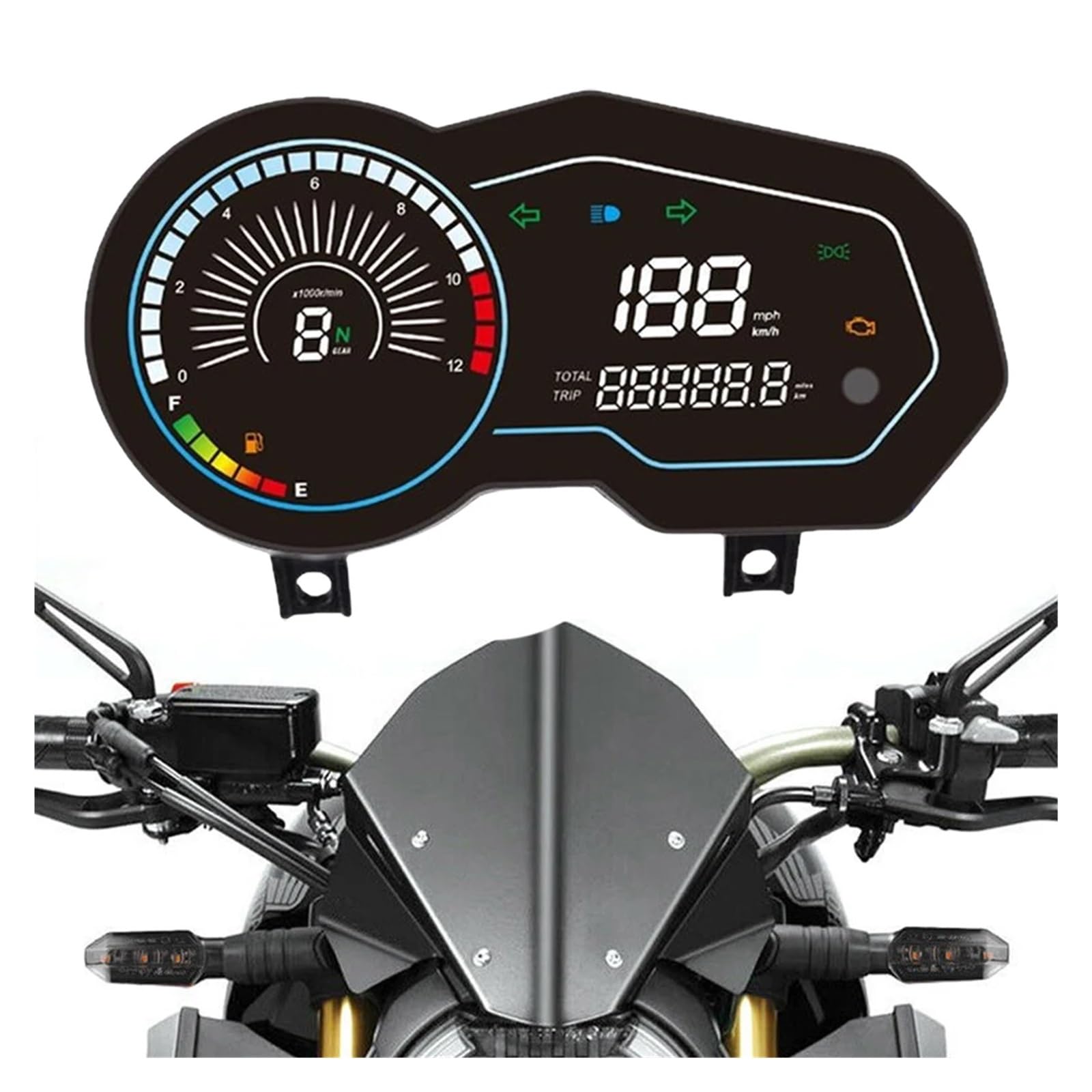 Contachilometri Digitale Per Moto, Impermeabile, Universale, Elettronico, Con Display Contagiri Per Italika 150z Indicatore