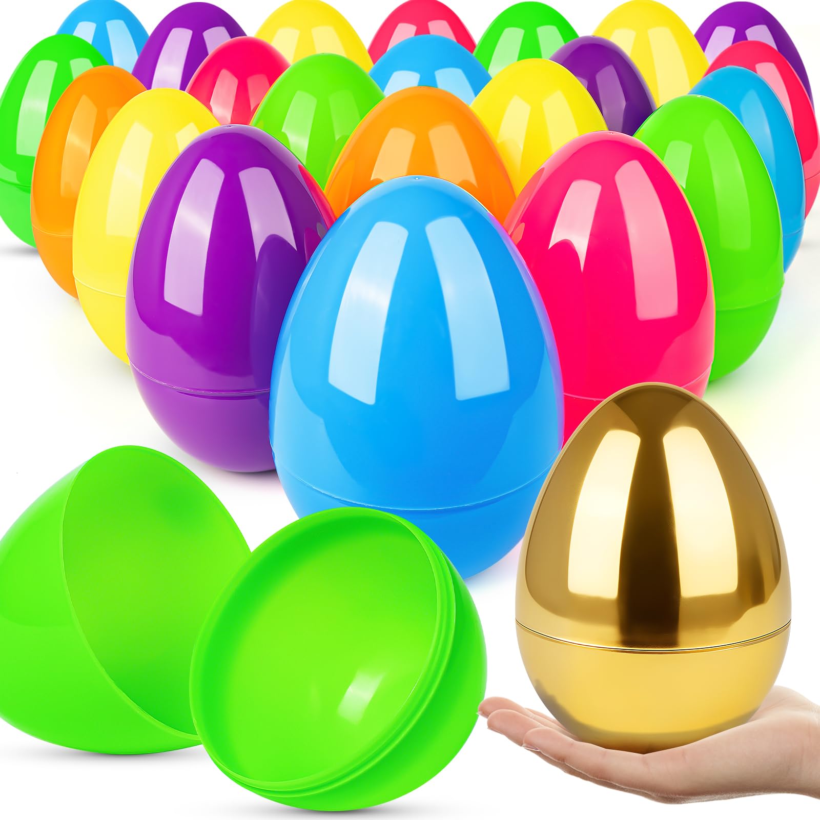 Photo 1 of V-Opitos 25 PCS Jumbo Easter Eggs, 6 Inch Large Plastic Easter Eggs, Bulk Fillable Empty Eggs for Easter Egg Hunt, Surprise Eggs, Basket Stuffers Fillers, Easter Party Favor for Kids