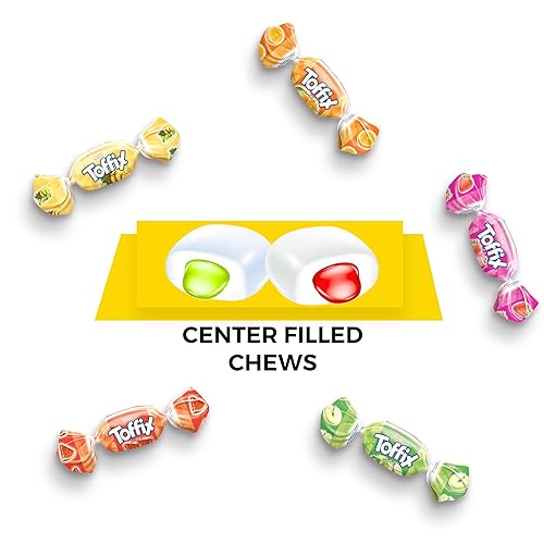 Miniatura 4 de TOFFIX Caramelos masticables de frutas de 2.2 libras, paquete de 3  Masticables rellenos de frutas rellenos individualmente  naranja, fresa, piña,