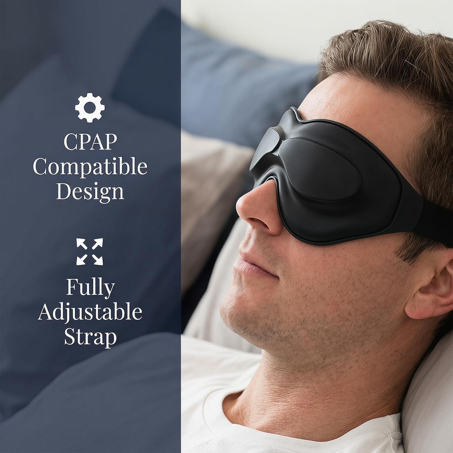 Silicone Dry Eye Sleep Mask, Moisture Chamber Glasses for Dry Eyes, 100% Blackout Eye Seal with Adjustable Strap, Soft Blue Eye Cover, Travel & Nighttime Comfort