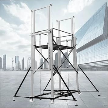 Electric Scaffolding Mobile Folding Electric Scaffolding Elevator Lifting Platform, Heavy Duty Galvanized Steel Material, Electric Lifting Scaffolding Machine for Aerial Work Portable Scaffolding  Si