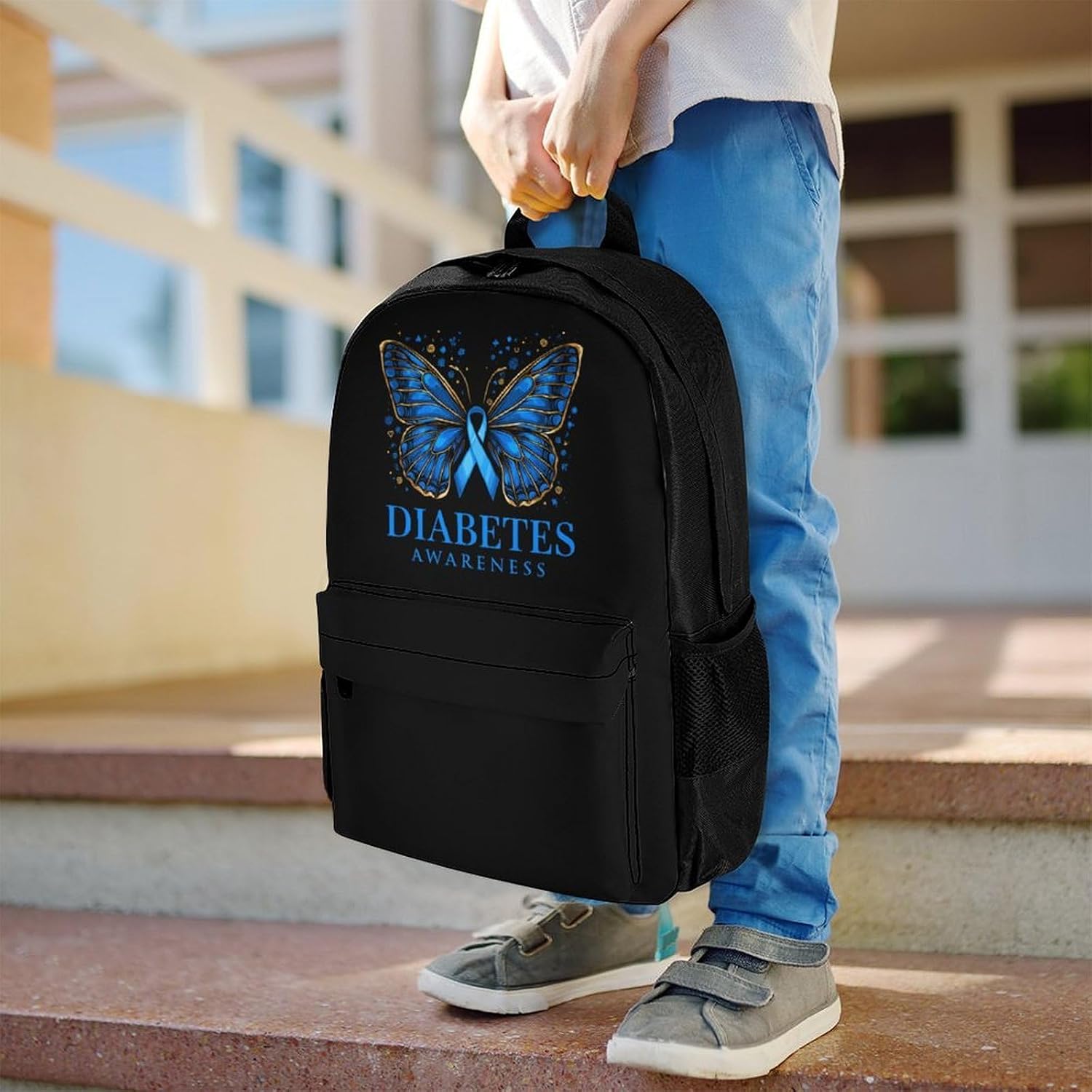 Diabetes Awareness Butterfly Backpack Lightweight Backpacks Work Bag