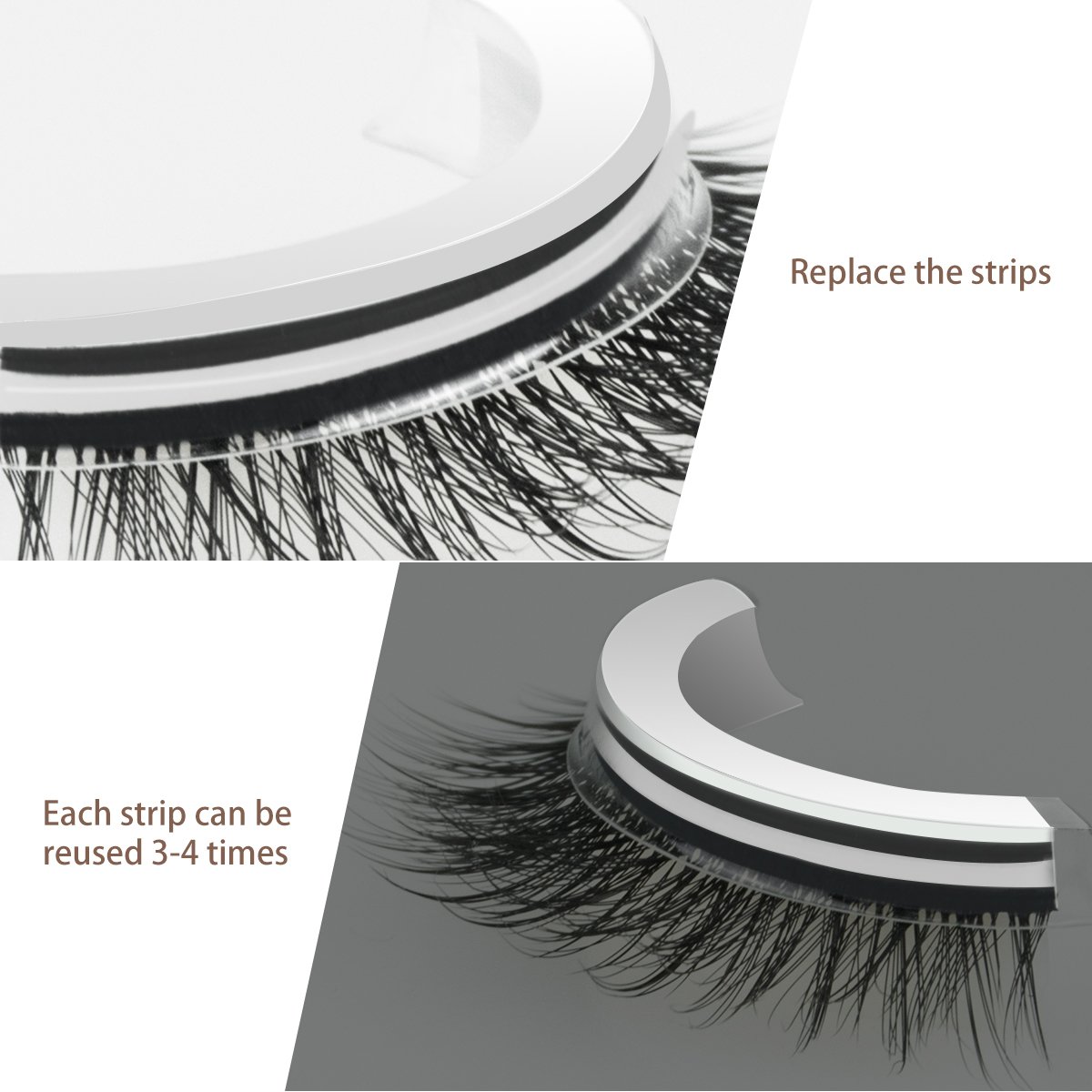 Self-Adhesive Eyelashes No Glue Involved Fake Lashes Extensions Reusable for Makeup Nature, Long and Soft Mink Eyelashes : Beauty & Personal Care