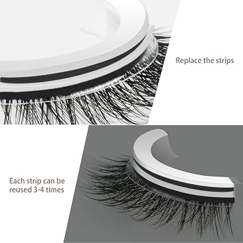 Self-Adhesive Eyelashes No Glue Involved Fake Lashes Extensions Reusable for Makeup Nature, Long and Soft Mink Eyelashes