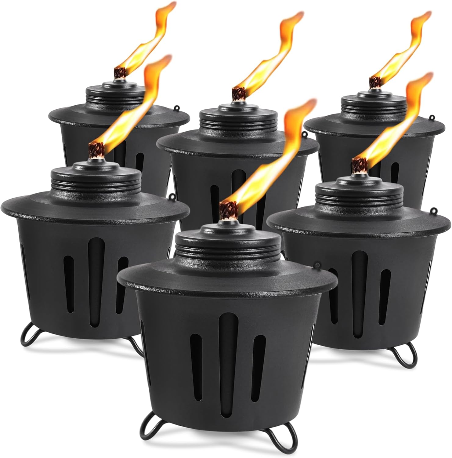 Mini Citronella Table Top Torches - 6 Pack , 15 oz Citronella Torch for Outdoor, Metal Tabletop Torches, for Yard, Patio, Deck, Garden, Party Citronella Torch