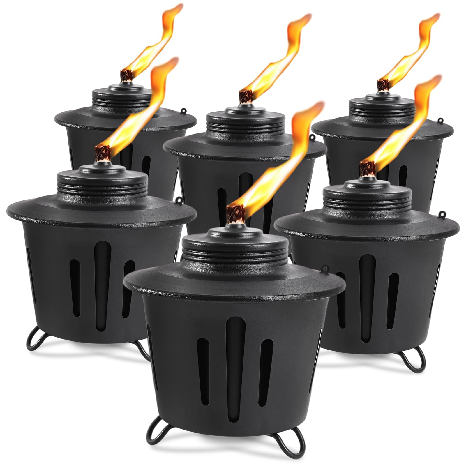 Mini Citronella Table Top Torches - 6 Pack , 15 oz Citronella Torch for Outdoor, Metal Tabletop Torches, for Yard, Patio, Deck, Garden, Party Citronella Torch