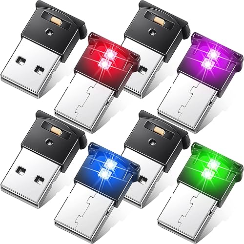 Frienda 2 piezas de mini luz LED USB, iluminación interior LED para automóvil, 5 V, luz de ambiente USB inteligente, teclado para computadora