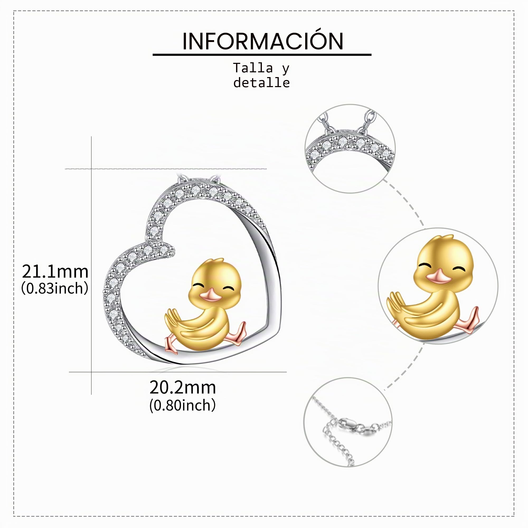 URONE Pingüino/lobo/cerdo/zorro/perezoso/gato/elefante collar de plata de ley 925 colgante de animales joyas regalos para mujeres madre novia niña, 0.80*0.83 Zoll (Pendel) + 18 + 2 Zoll (Kette), Plata