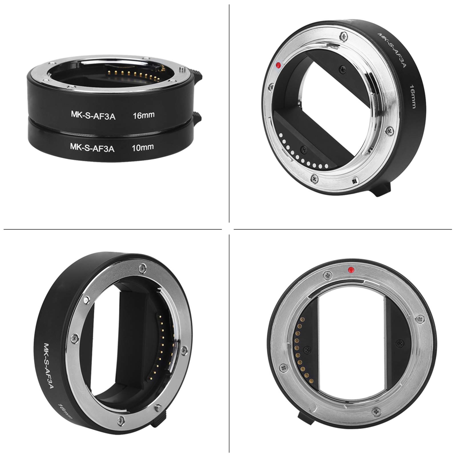 Juego de Tubos de extensión Macro de Enfoque automático, Tubo de extensión de Lente con Montura E de 10 mm + 16 mm, Accesorio de fotografía ABS de aleación Premium,