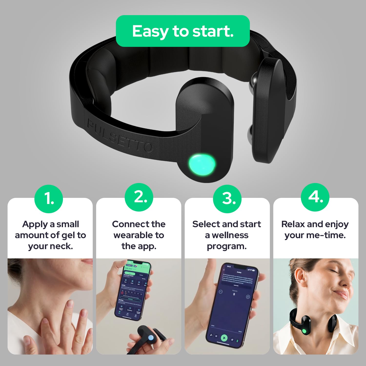 Pulsetto FIT Wellness Wearable with Vagus Nerve Support – Patented Neuro Technology for Relaxation, Stress Balance, Focus, and Restful Sleep