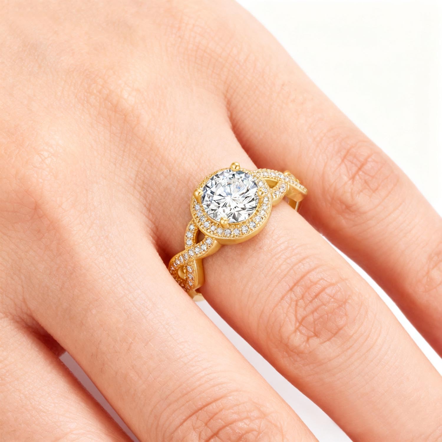 Anello Fidanzamento con Moissanite 1 Carato & Simbolo Infinito | 925 Argento Sterling Regolabile (50-60) | Anello Nuziale e Regalo in Diversi Colori | Anello da donna in oro rosa regolabile (50-60), con confezione regalo, anello di nodo d'amore, anello di