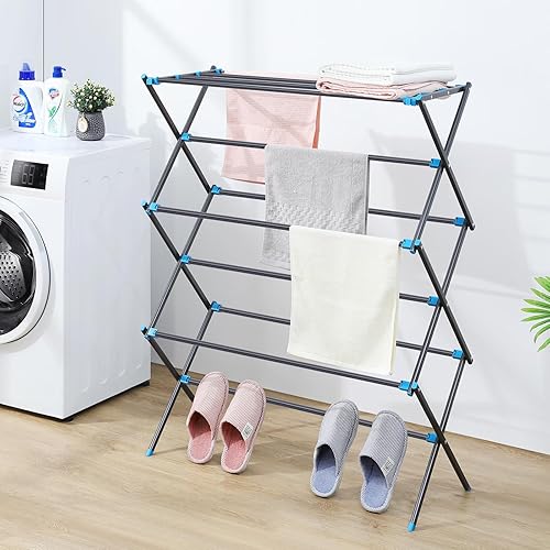 Miniatura 3 de APEXCHASER Drying Rack Clothing, Metal Collapsible Clothes Drying Rack for Clothes, Towel, Oversize, IndoorOutdoorLaundry Room, Graphite