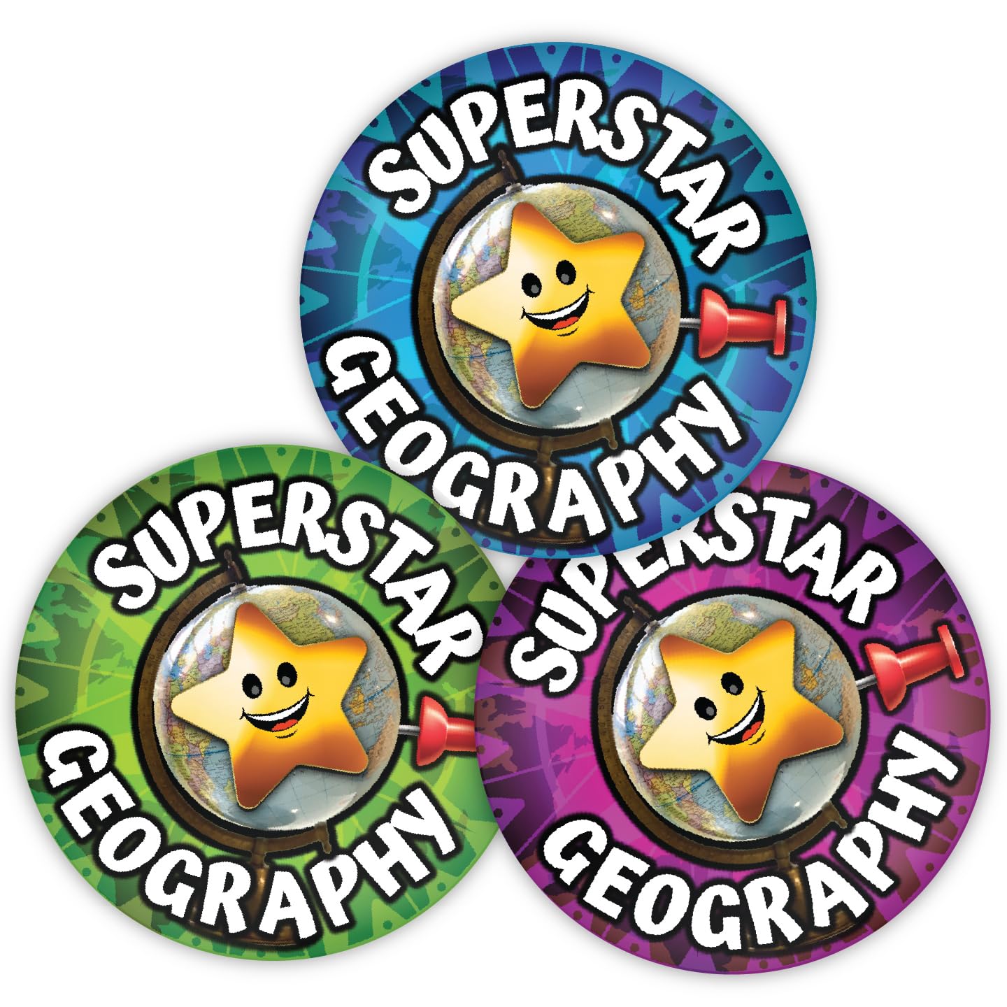 Stone Melon School Reward Stickers 144 Well Done Geography Superstar Stickers 30Mm Round Awards Nursery Teachers Parents Children Kids