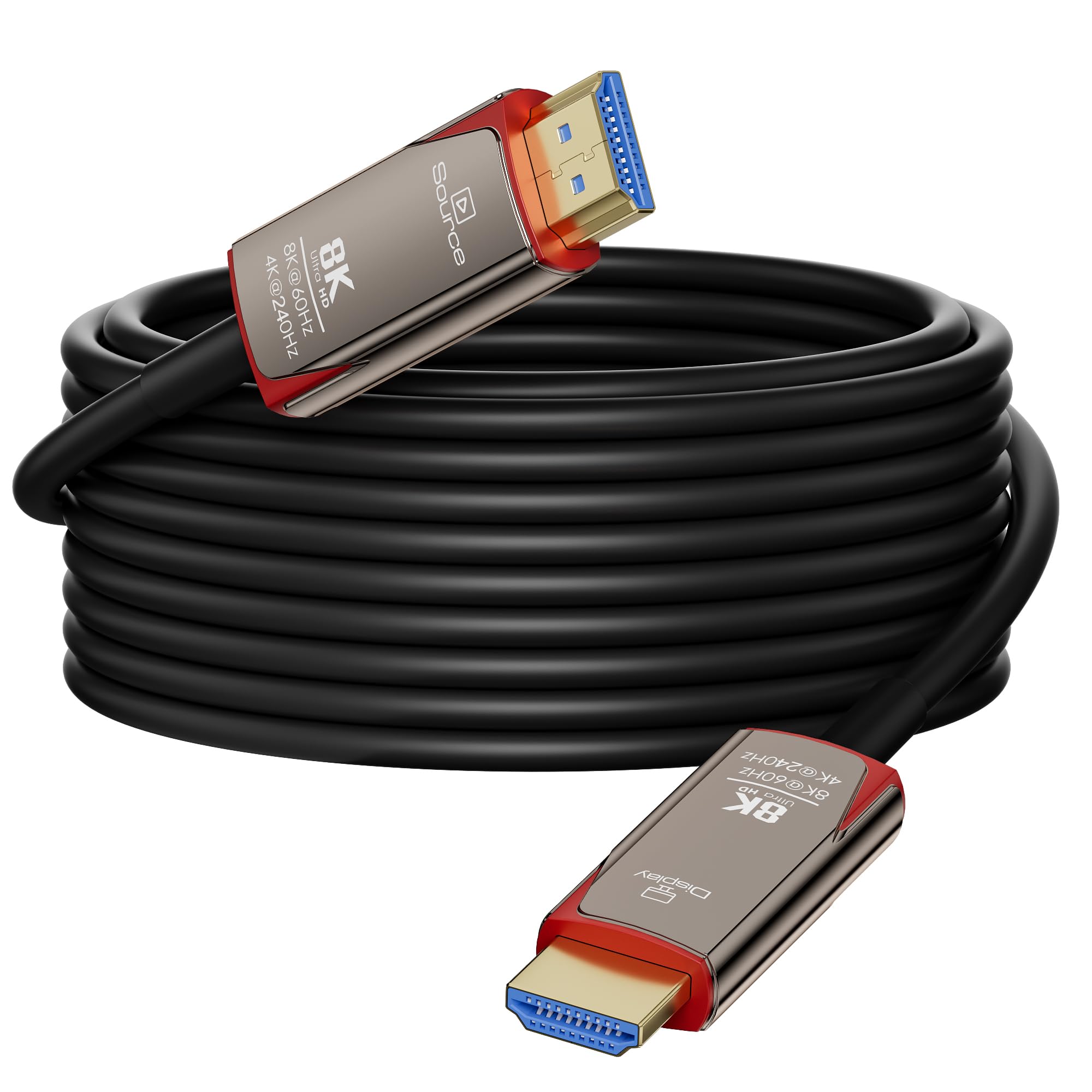 8K Fibra Ottica HDMI Cavo 30m 48Gbps Ultra Sottile Cavo HDMI 8K a 60Hz, 4K a 240Hz, HDR dinamico, eARC, HDCP 2.2 e 2.3, 3D, compatibile con laptop, PC, PS5, Xbox, HDTV, proiettore