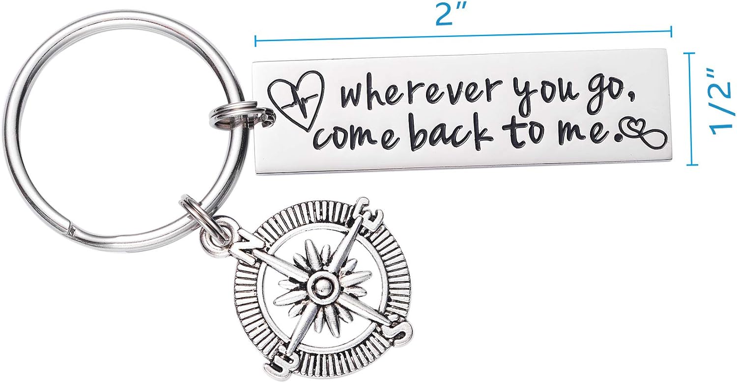 LParkin Wherever You Go Come Back to Me Graduation Keyring Friend Gift College Gift Moving Gift Deploying Partner Boyfriend Girlfriend Husband Wife Gifts - Image 3