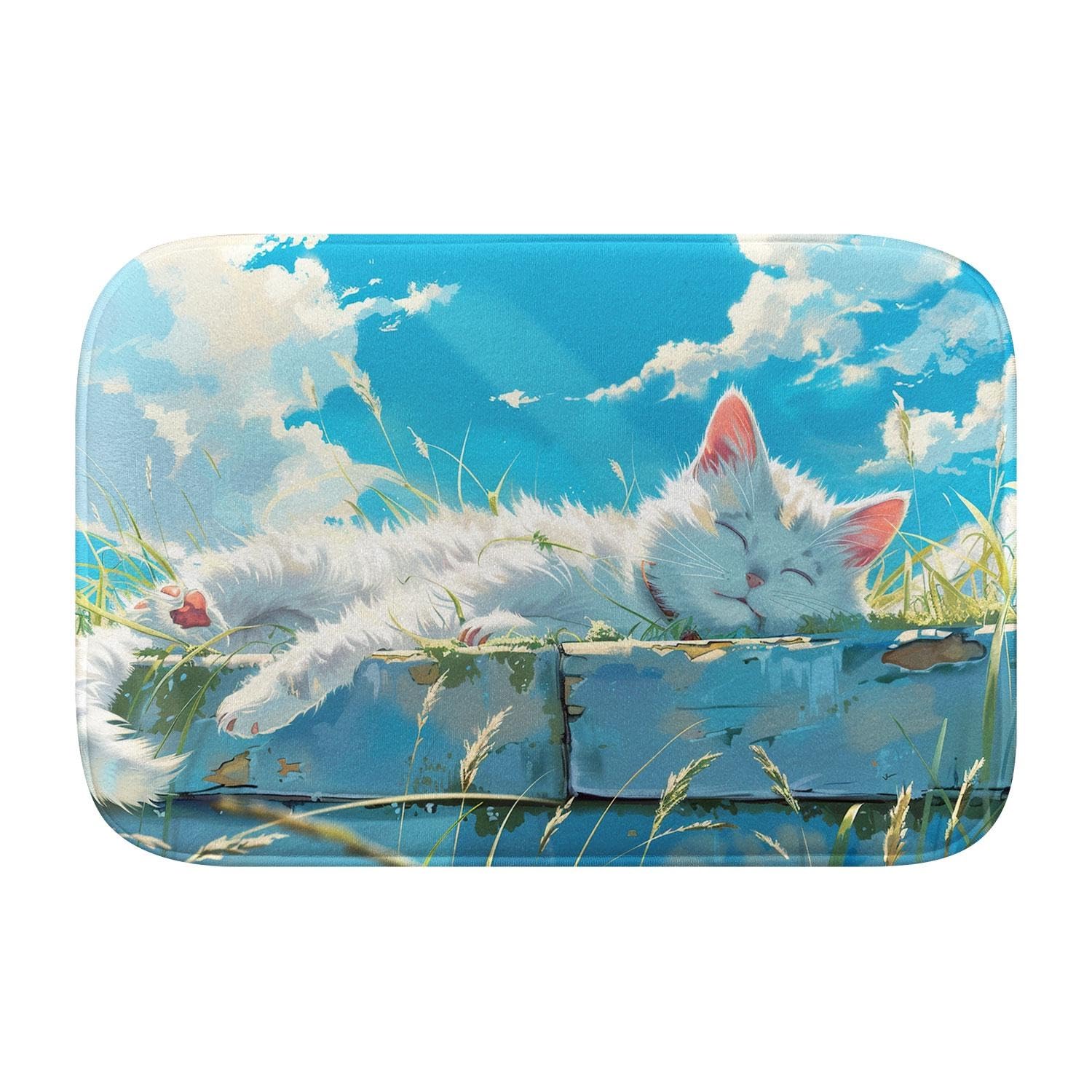 Tapis de bain en mousse à mémoire SZFR Motif de chat mignon 405 taille L
