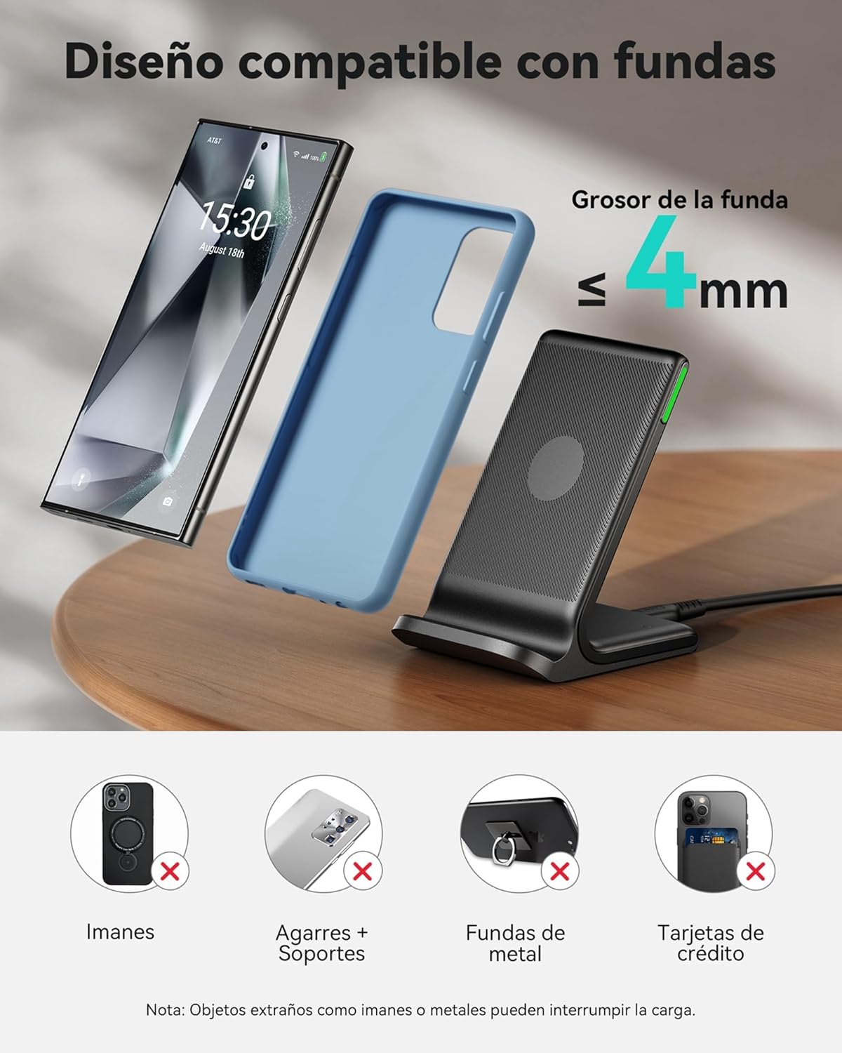INIU Cargador Inalámbrico Rápido [2Pack], 15W Wireless Charger Indicador Adaptativo Inteligente Estación Stand para iPhone 17 16 15 14 13 12 Pro MAX Samsung Galaxy Google Xiaomi etc 8