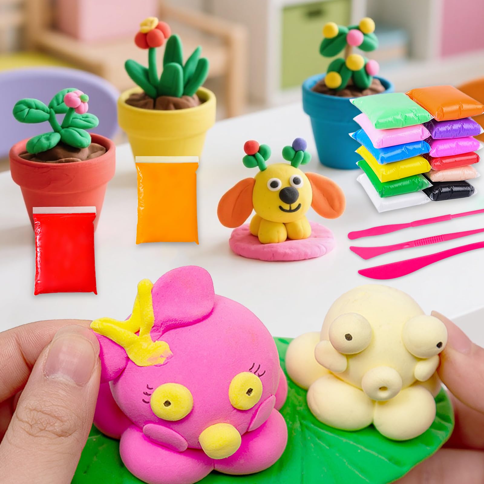 Blue Air Dry Clay - 72 confezioni di argilla espansa per bambini, modellabile, super leggera, perfetta per arte, artigianato, insegnamento in classe