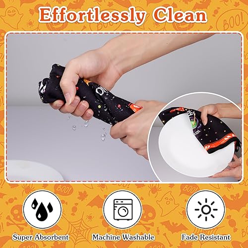 Miniatura 6 de FLYAB Toallas de cocina de Halloween para cocina, Halloween, decoración de cocina, toallas de mano de Halloween para baño, regalos de inauguración