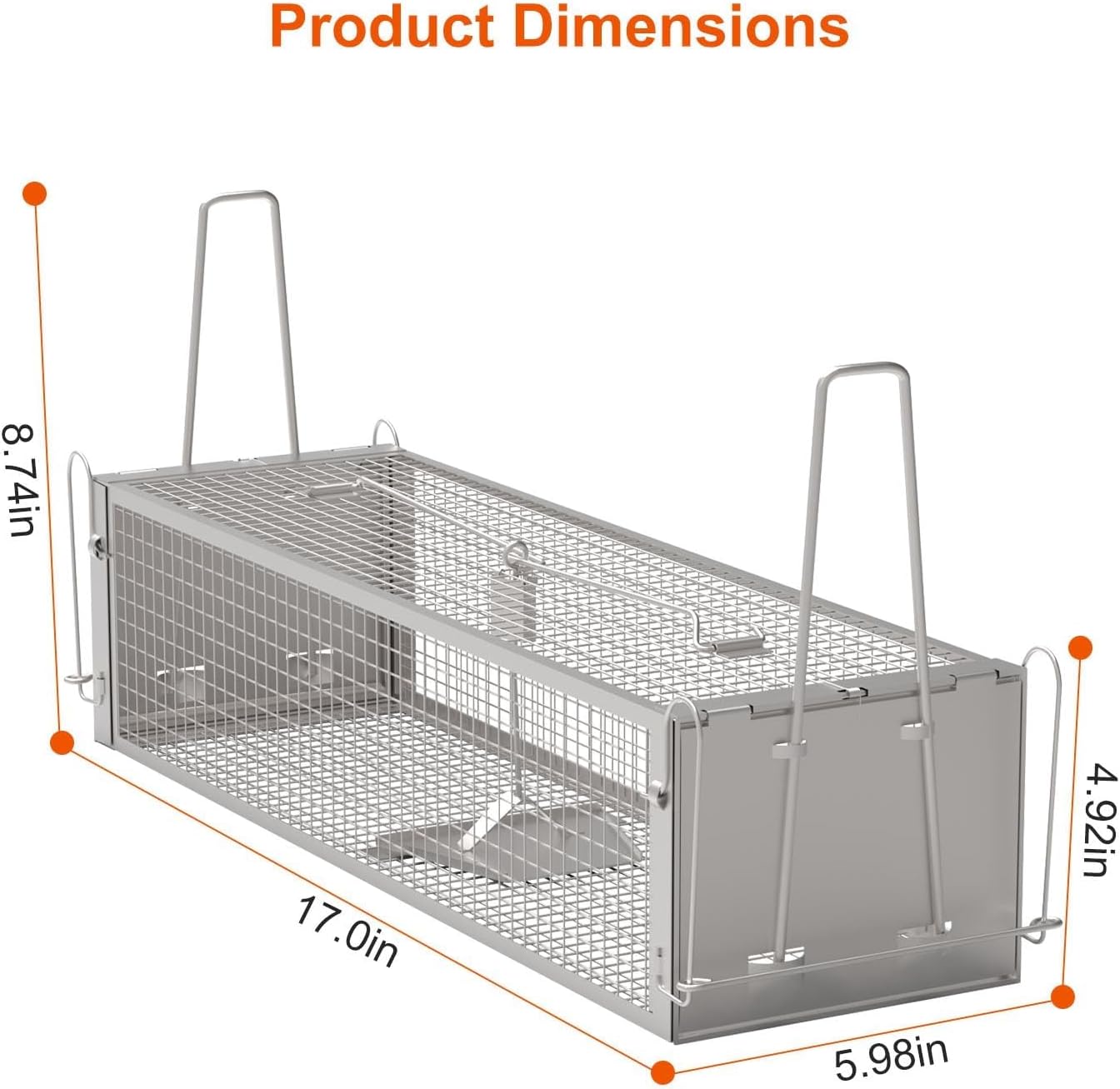 2-Door Humane Rat Cage Trap, Metal Live Animal Trap Cage, Small Humane Catch Release Rodent Cages, Upgraded Indoor & Outdoor Live Traps for Squirrels, Mouse, Rats, Mice - 16.6x6.1x4.33 Inches