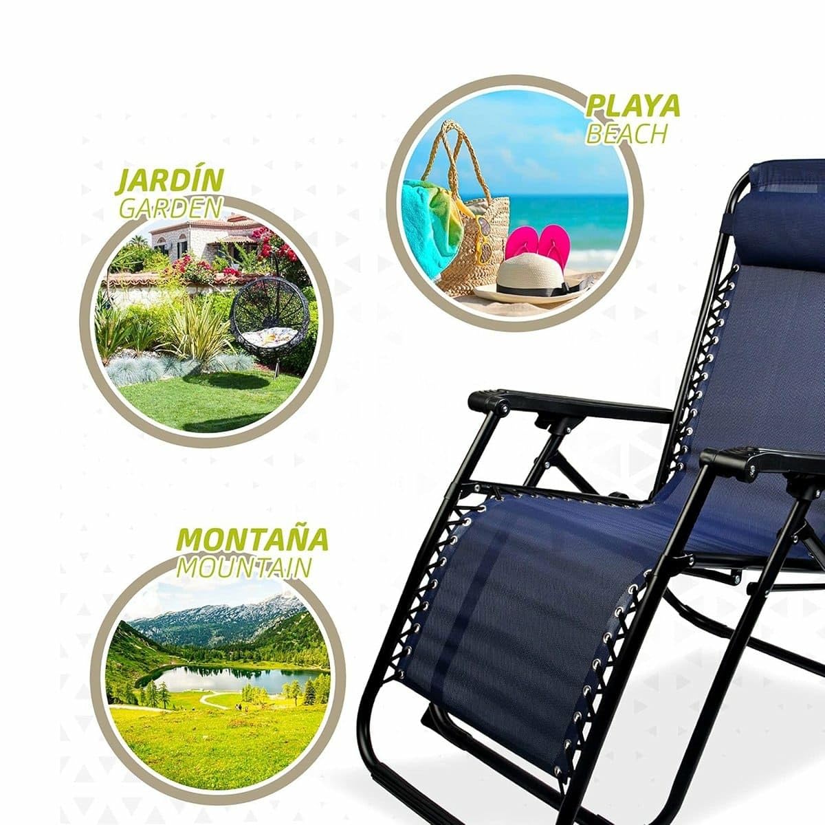 Tumbona de Playa, Jardín, Piscina Zero Gravity reclinable y Plegable, de Gravedad Cero