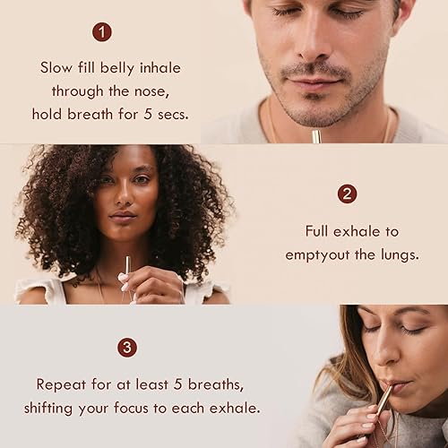 Miniatura 4 de Collar de respiración para mujeres y hombres con colgante de inicial, antivape, collar de paja de metal, collar de respiración consciente para el