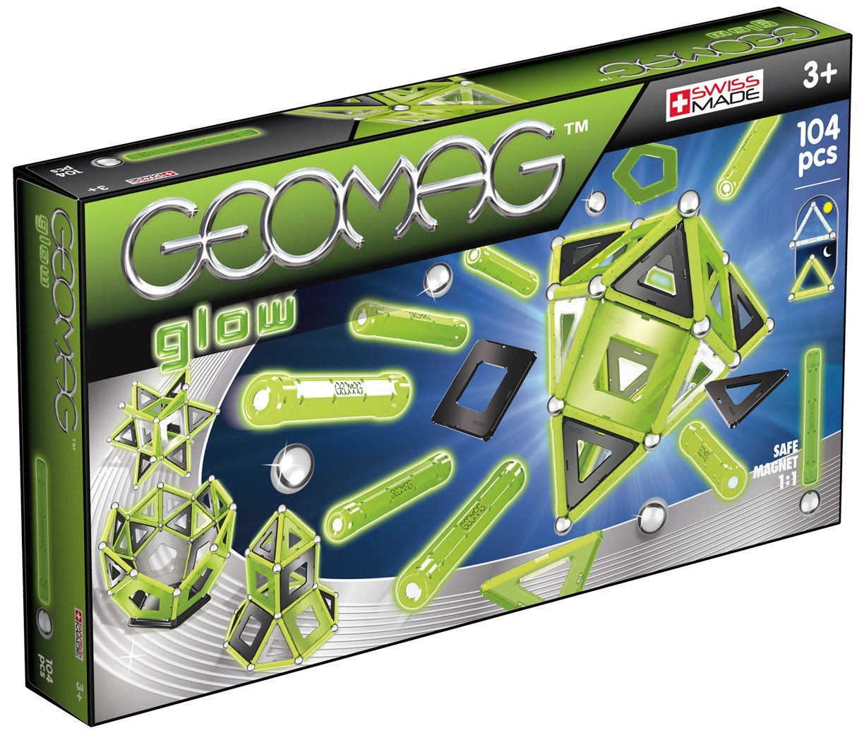 Geomag Classic Glow 337, Costruzioni Magnetiche, 104 Pezzi
