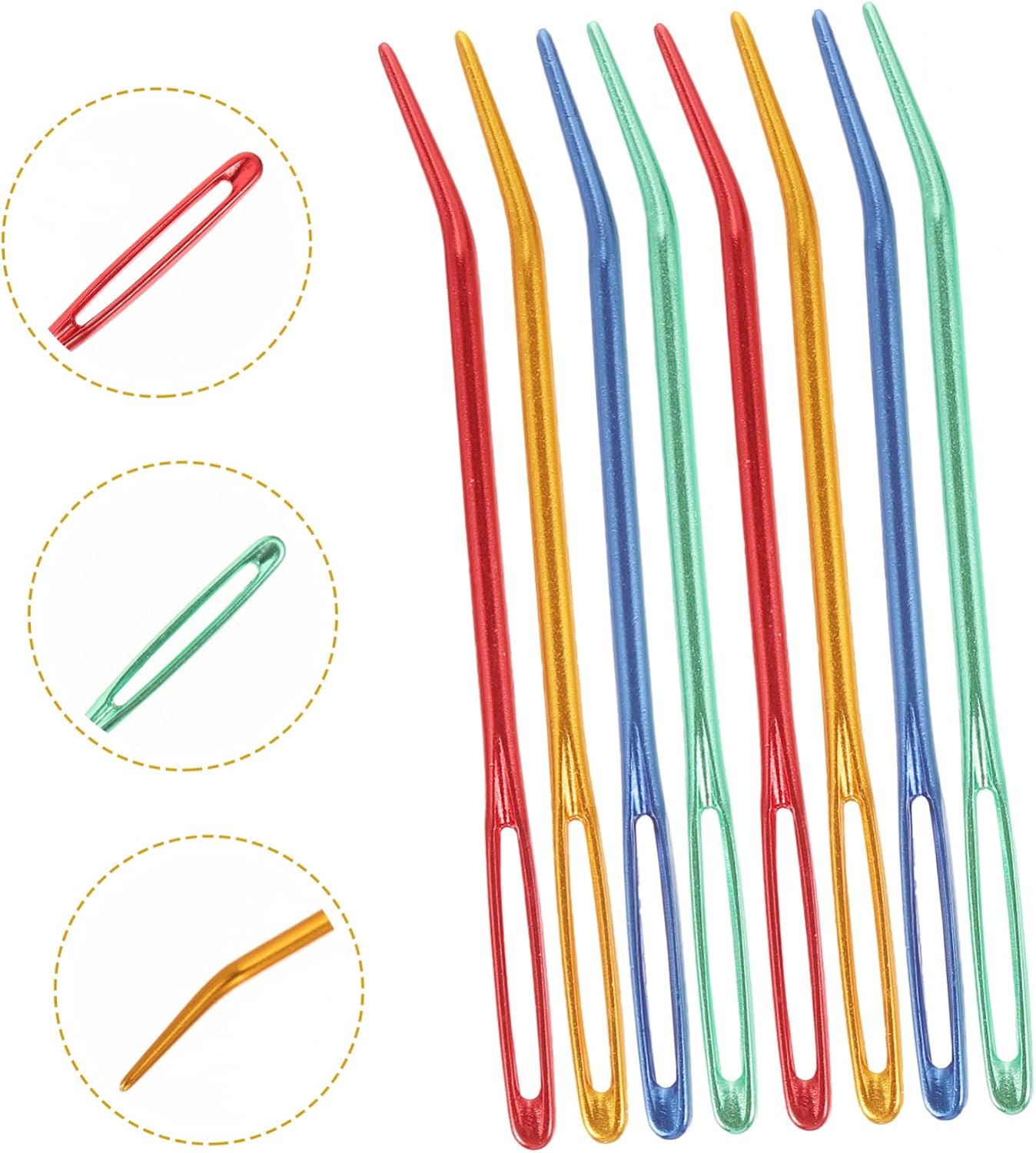 Tofficu 24pcs Large-Eye Blunt Needles Multi-Function Darning Tools for Knitting and Crocheting Portable Yarn Needles Gold Blue Red Green for Sweaters Scarves