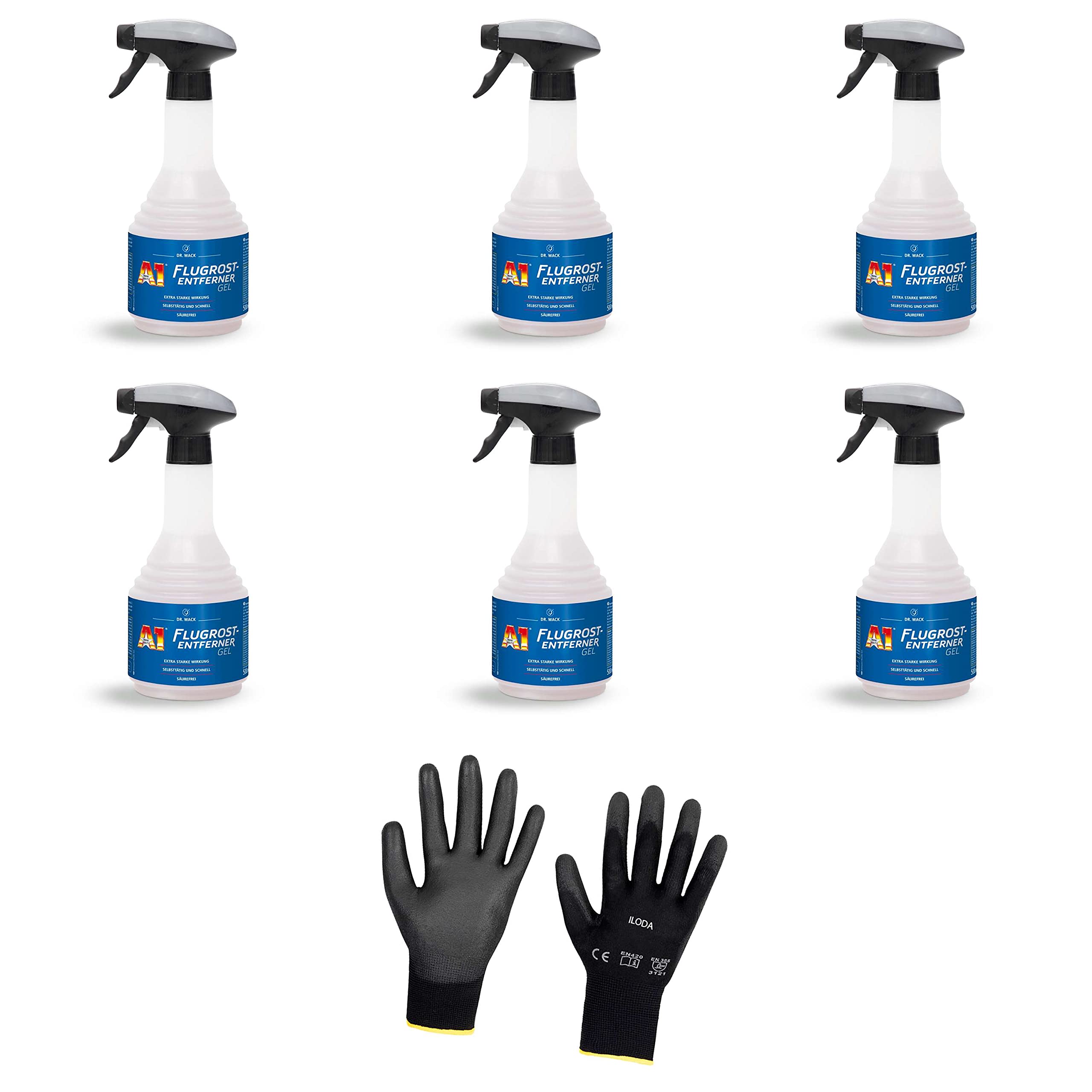 Schutzhandschuhe + 6xDr.Wack A1 500ml Flugrost-Entferner Gel