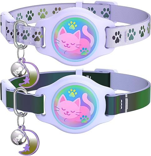Collar de gato con soporte para Airtag, collar de Airtag para gato con correa reflectante, collar ligero para Apple Airtag, soporte de rastreador