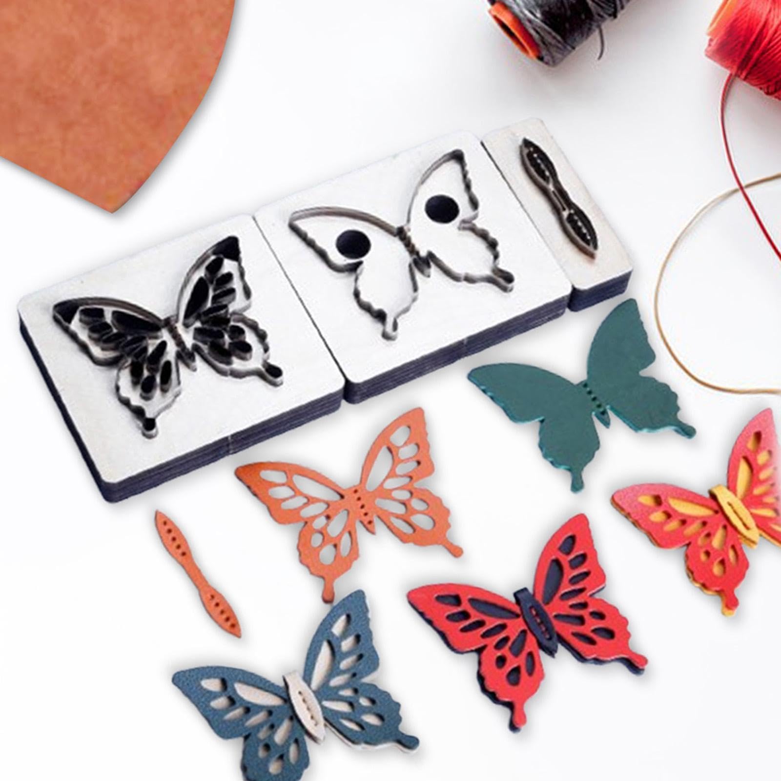 Generic Mariposa Troquelado de Cuero Herramienta de Corte para Manualidades Troquelado en Madera Plantilla para Bolsos Correa Troquelado a Mano Adecuado para