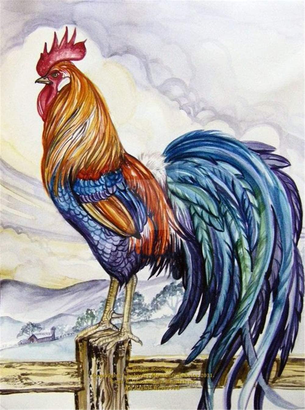 Diamond Art Kits for Adults and Kids Rooster 5D Drill Jewel Paint by Numbers with Diamond Art Kits Perfect for Home Decoration and Room Wall Decor(8x12Inch)