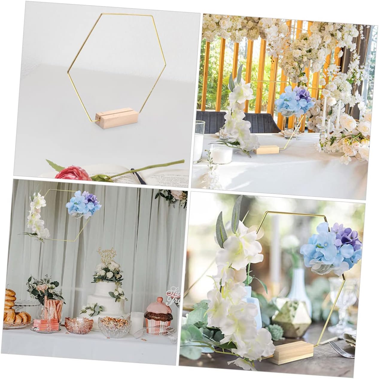 Ciieeo Metal Floral Centerpieces Hexagon Wreath Ring DIY Wedding Table Decor Flower Hoop Ring for Craft