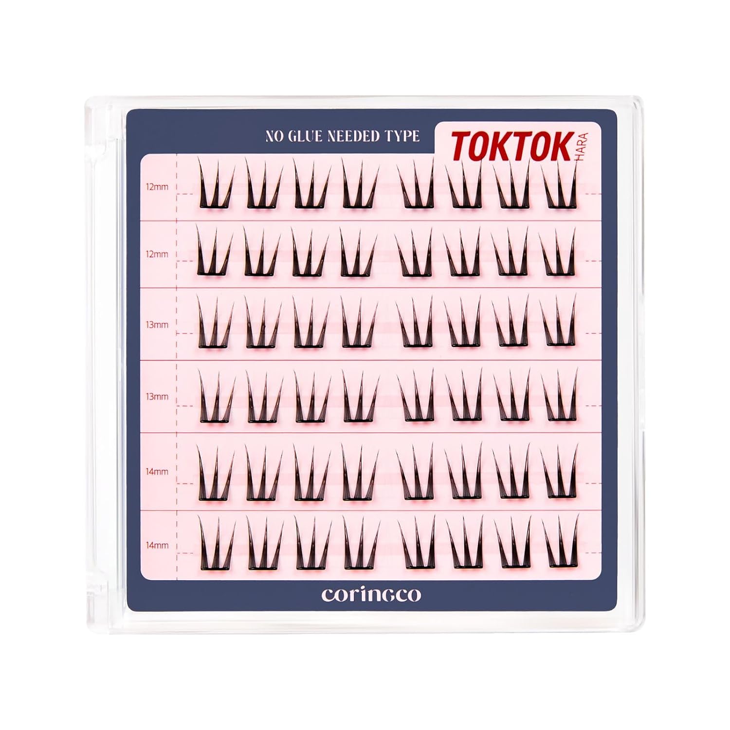 CORINGCO Self Adhesive LONG False Eyelashes, No Glue Needed, Reusable Lash Clusters, Natural Look, Assorted 12mm 13mm 14mm, K-Beauty Lashes (Muse Long)