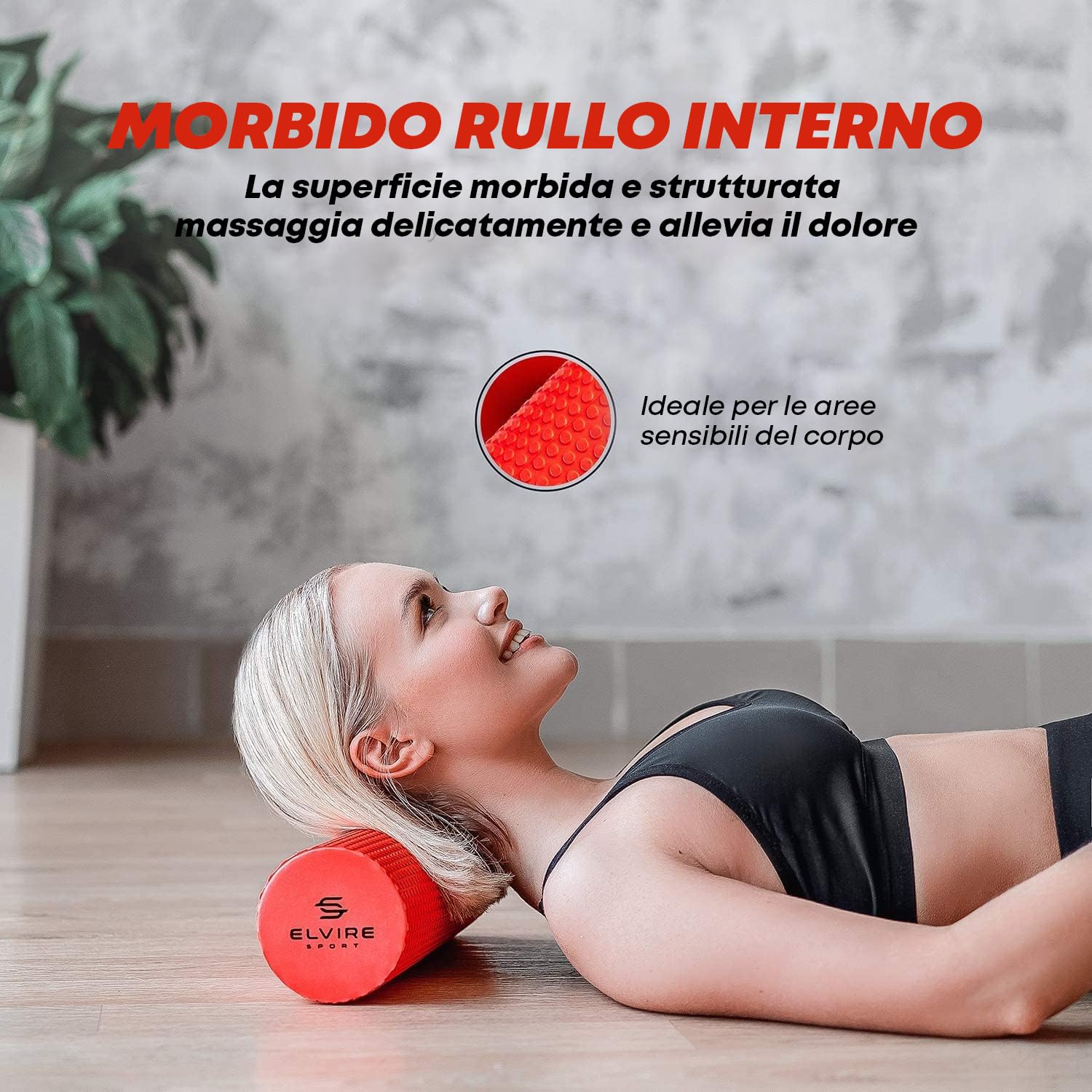 ELVIRE SPORT Foam Roller | Rullo, Palla Massaggio Muscolare per Tessuti Profondi, Schiena, Gambe, Piedi, Collo o Fascite Plantare