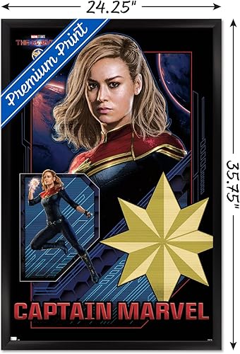 Miniatura 3 de Trends International Marvel The Marvels - Póster de pared de Capitán Marvel, 22.37 x 34.00 pulgadas, versión enmarcada en negro