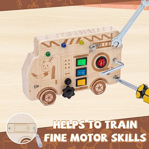 Miniatura 9 de Montessori - Tablero circular ocupado con interruptor de luz LED, juguetes Montessori para niños de más de 3 años, tablero de madera con interruptor