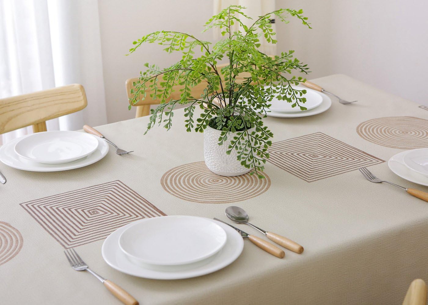 Black Friday - 50% OFF LEEVAN Heavy Vinyl Tablecloth Rectangle 54x84 Inch PVC Table Cover with Flannel Backing Wipe Clean Table Cloths Waterproof Oil-Proof for Kitchen and Dining Room-Geometry